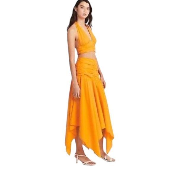 Charlie Holiday Marcey Midi Skirt Apricot Cotton Linen US 8 - Picture 11 of 11